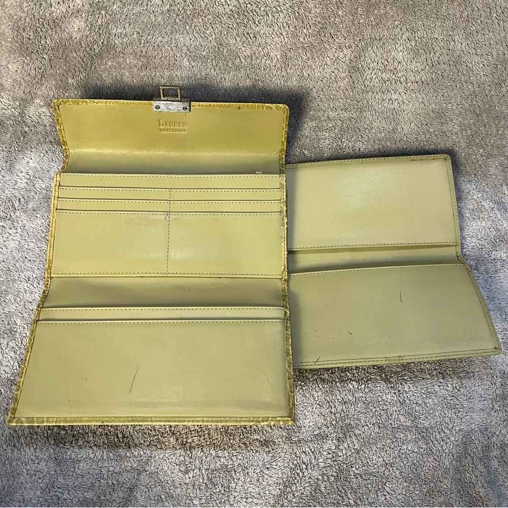 Lauren Ralph Lauren croc embossed wallet green yellow with insert